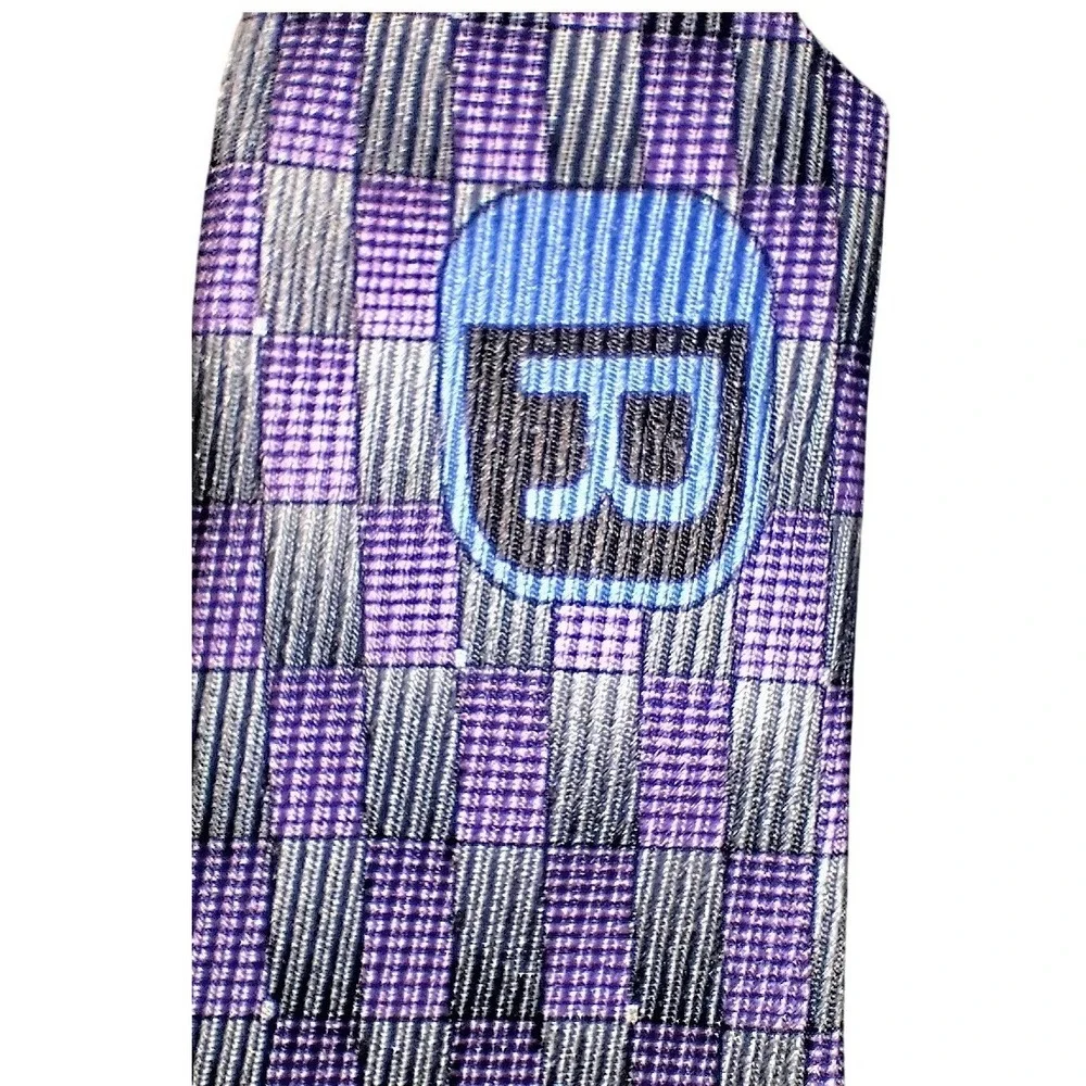 Reaction Kenneth Cole 100% Silk Purple‎ Check Tie Men's Classic Dress Necktie